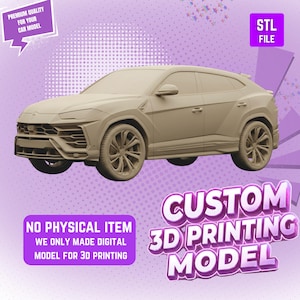 May include: A beige 3D digital model of an SUV car for 3D printing. The image includes text that reads: PREMIUM QUALITY FOR YOUR CAR MODEL, STL FILE, CUSTOM 3D PRINTING MODEL, and NO PHYSICAL ITEM WE ONLY MADE DIGITAL MODEL FOR 3D PRINTING.