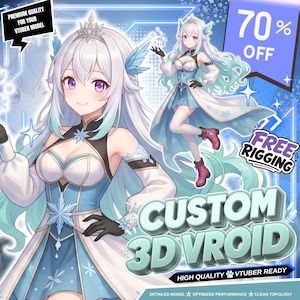 Aangepast 3D VTuber-model: VRoid, Live2D-conversie, VRChat-avatar, Anime Vroid, Unity, Rigging, Vroid-model, Anime-model | Avatar streamen