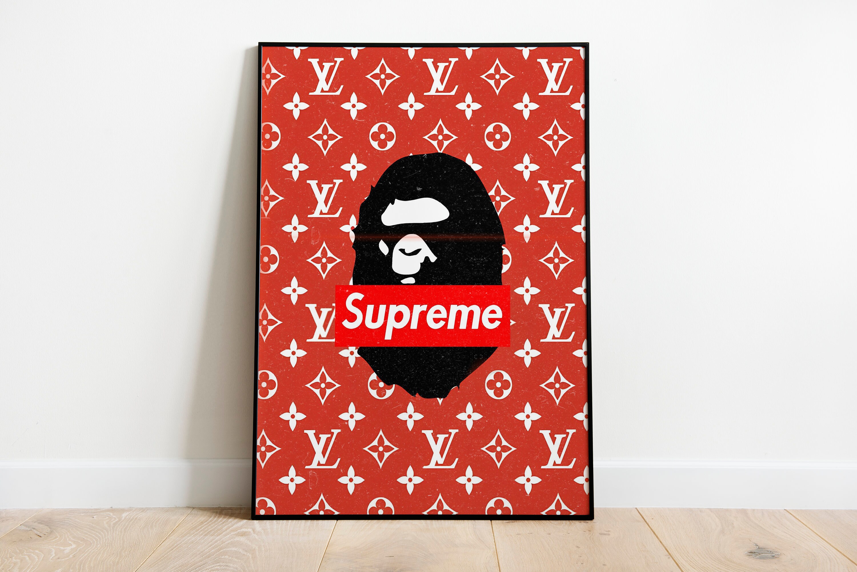 Bape X Supreme Modern Art Prints Hypebeast Pop Art Wall Print Motivational Printable Poster Hypebeast Room Decor Etsy
