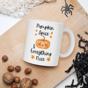 Fall Mug Pumpkin Spice Coffee Cup, Autumn Themed Ceramic, Cozy Seasonal Drinkware Decor Gift, Thanksgiving & Halloween Decor