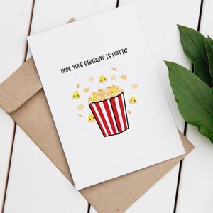 Hope Your Birthday Is Poppin | Cockatiel Birthday Card | Kawaii | Handmade Card | Greeting Card | Bird Lover | Happy Birthday | Pun Card