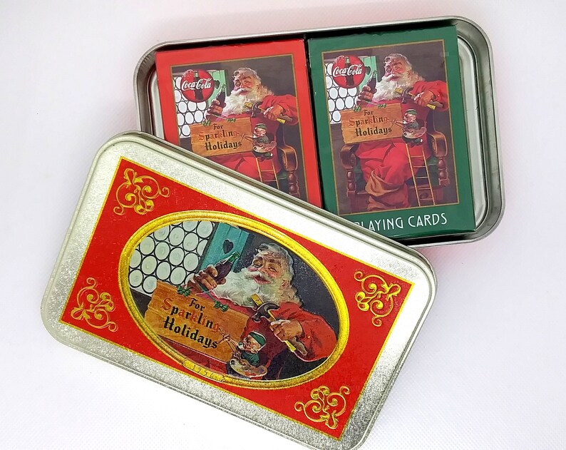 Vintage Coca Cola Christmas Santa Playing Cards 1998 Etsy