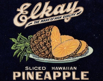 Hawaiian Pineapple Embossed Can Label  Chicago