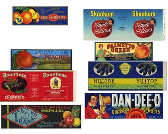 12 Different Cannery Fruit Labels Apples Cherries Apricots Berries