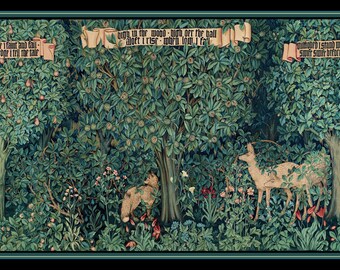 Deer Rabbit Fox Tapestry Large Refrigerator Magnet William Morris  Free US Shipping