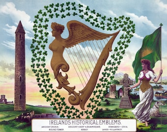 Emblems of Ireland Large Refrigerator Magnet  Free US Shipping