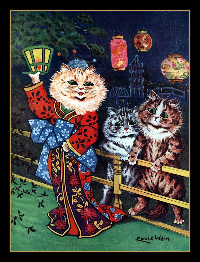 Cats With Chinese Lanterns Large Refrigerator Etsy