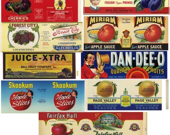 10 Different Original Vintage Fruit Can Labels