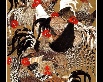 Japanese Rooster  Large Refrigerator Magnet  Free US Shipping