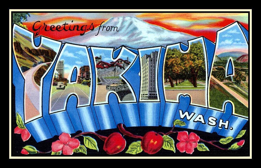 Greetings From Yakima Washington Retro Large Refrigerator Etsy