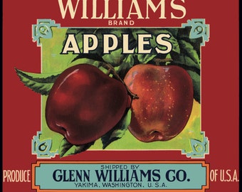 Williams Yakima Apple Fruit Crate Label redversion