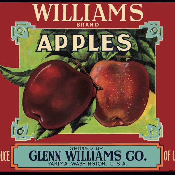 Williams Yakima Apple Fruit Crate Label redversion