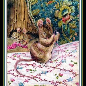 Mouse Threading Needle  Large Refrigerator Magnet  Free US Shipping