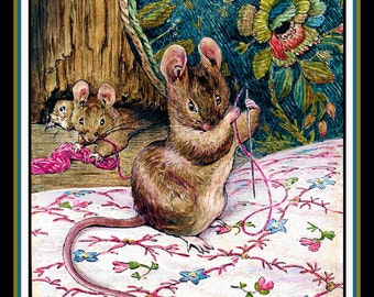 Mouse Threading Needle  Large Refrigerator Magnet  Free US Shipping