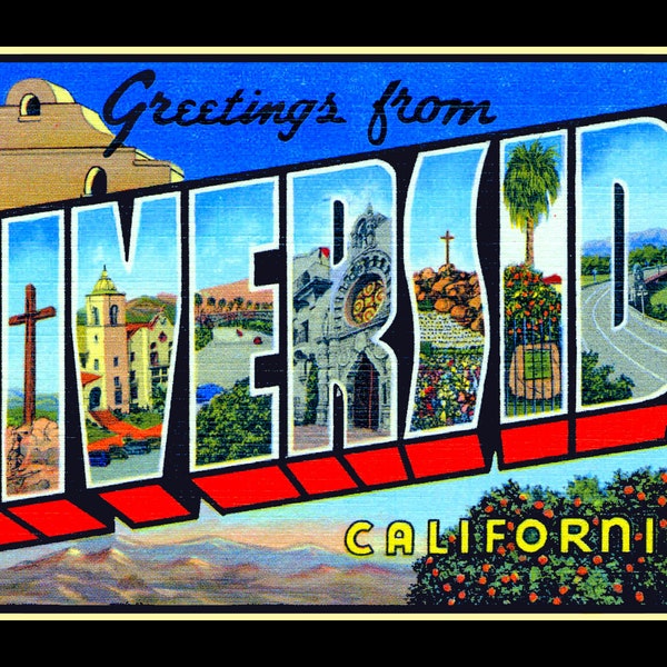 Greetings from Riverside California Retro Large Refrigerator Magnet  Free US Shipping