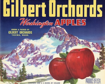 Snow Capped Mountain in Yakima Apple Crate Label