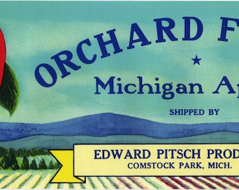 4 Different Original Comstock Michigan Fruit Tin Can Labels