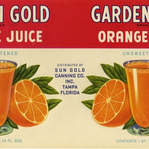 Moonkist De Soto Arcadia and Garden Gold Orange Grapefruit Juice Can Labels image 2