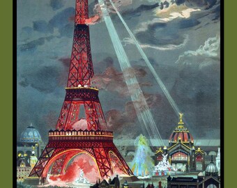 Vintage Eiffel Tower Large Refrigerator Magnet Free US Shipping