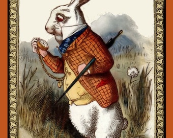 Rabbit Checking his watch  Large Refrigerator Magnet  Free US Shipping