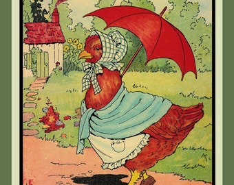 Chicken under Umbrella  Large Refrigerator Magnet  Free US Shipping