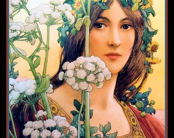 Young Woman with Flowers in her Hair Large Refrigerator Magnet Free US Shipping