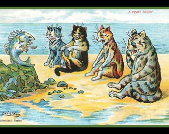Wain Cat Telling Stories Large Refrigerator Magnet Free US Shipping