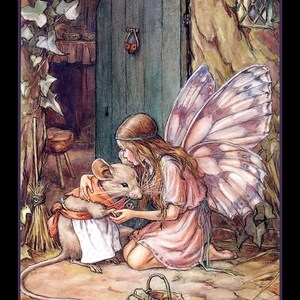 Mouse and Fairy Comfort  Large Refrigerator Magnet  Free US Shipping