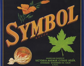 Symbol Poppy Flower Sunkist Orange Crate Label