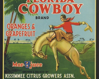 Florida Cowboy Kissimmee Florida Crate Label