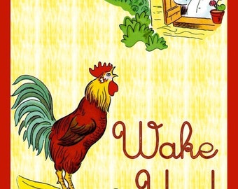 Wake Up Says the Rooster  Large Refrigerator Magnet  Free US Shipping