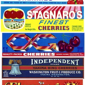 15 Original Cherries Crate Labels Oregon