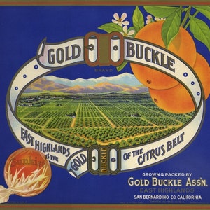 Gold Buckle Orange crate label from California