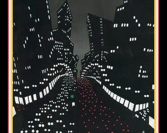 Evening Traffic on New York Street Large Refrigerator Magnet   Free US Shipping