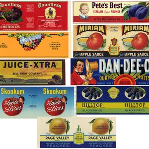 Nine Different Fruit Can Labels