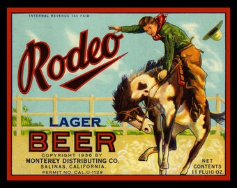 Rodeo Beer  Large Refrigerator Magnet  Free US Shipping