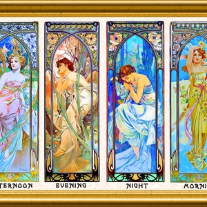 Mucha Times of Day Large Large Refrigerator Magnet  Free US Shipping