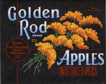 Golden Rod Apple Crate Label