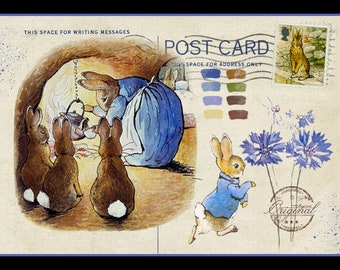 Peter Rabbit Postcard  Large Refrigerator Magnet Beatrix Potter  Free US Shipping