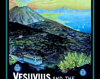 Vesuvius and Gulf of Naples Italy Large Refrigerator Magnet