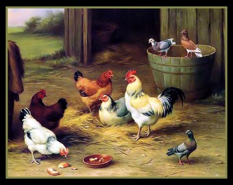 Roosters Chickens Pigeons  Large Refrigerator Magnet  Free US Shipping