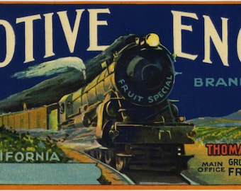 Locomotive Engineer Train Grape crate label
