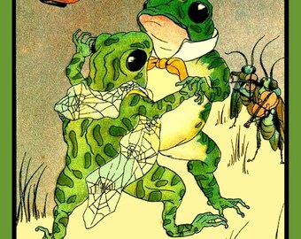 Frogs Dancing  Large Refrigerator Magnet  Free US Shipping