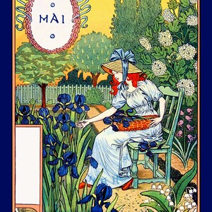 Month of May Garden Large Refrigerator Magnet Eugene Grasset  Free US Shipping