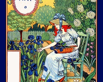 Month of May Garden Large Refrigerator Magnet Eugene Grasset  Free US Shipping