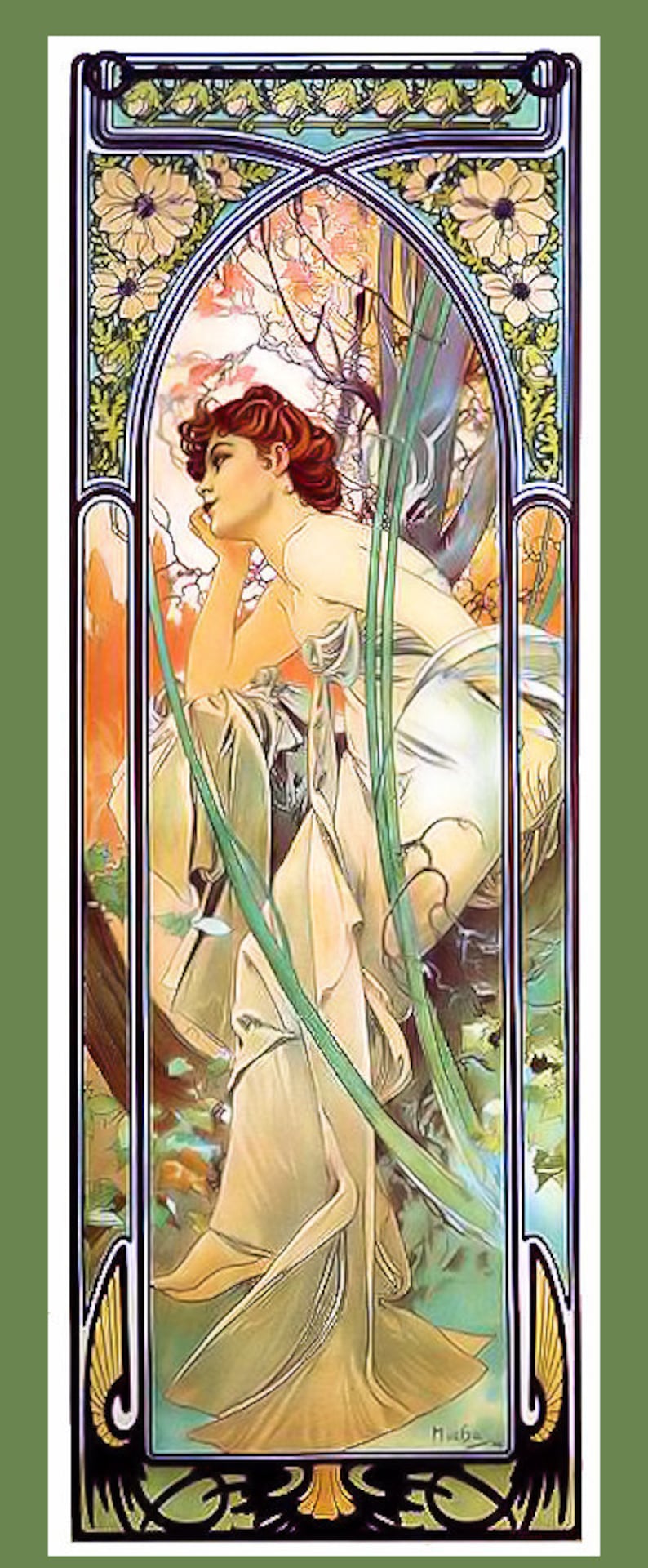 Art Nouveau Woman in the Reeds Large Large Refrigerator Etsy