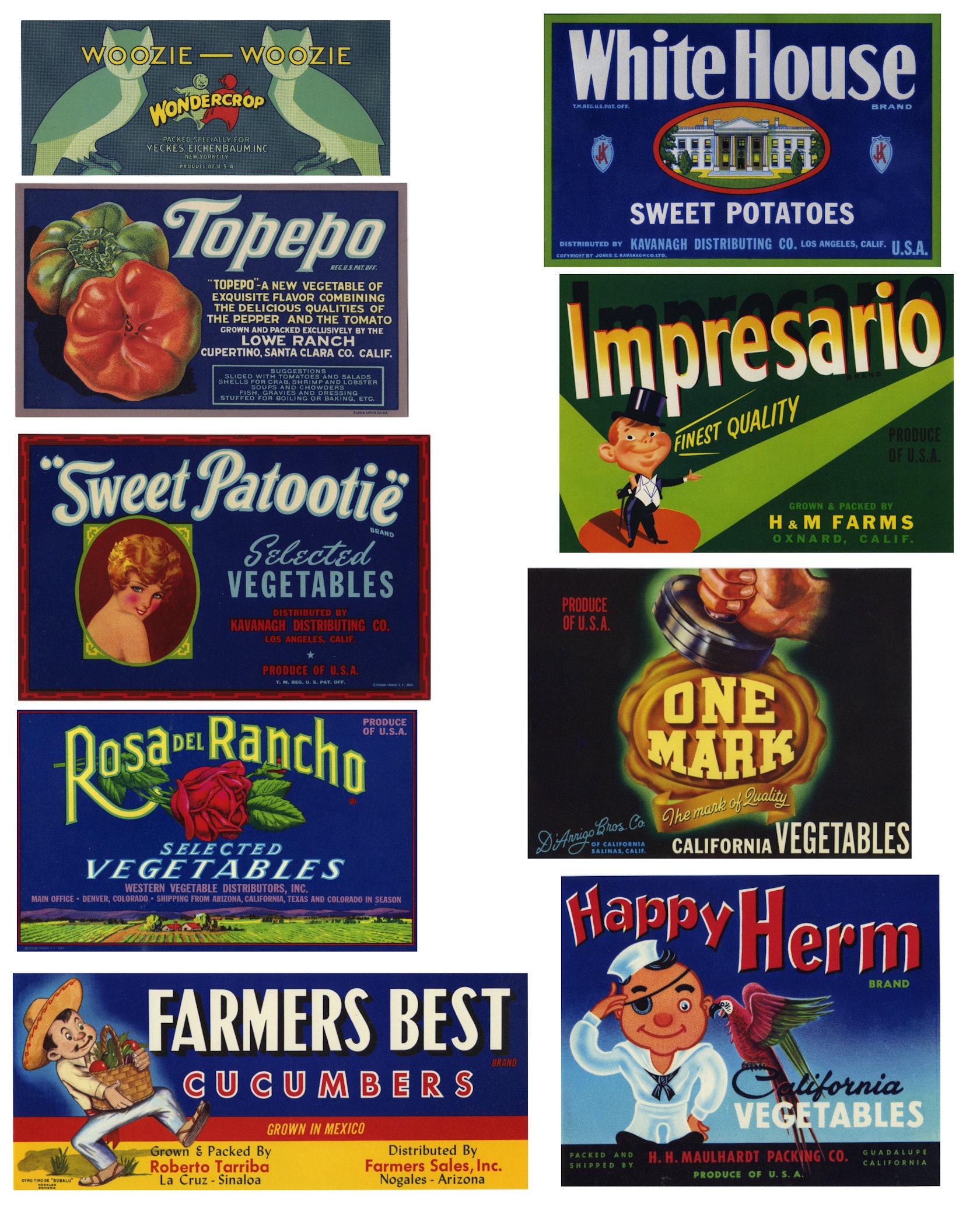 21 Different Original Vintage Vegetable Crate Label - Etsy Norway
