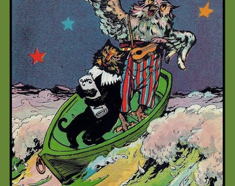 Owl and the Pussycat Large Refrigerator Magnet Free US Shipping