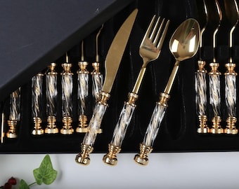 Vintage Godinger Baroque 24 Ct Gold Plated 64 Pce Flatware