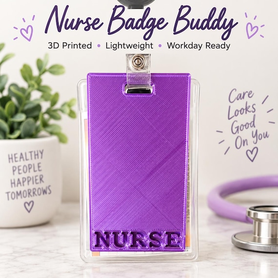 Nurse Badge Buddy | 3D Printed ID Badge Backer | Healthcare Gift